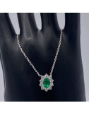 Girocollino in oro bianco,Smeraldo e Brillanti
