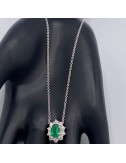 Girocollino in oro bianco,Smeraldo e Brillanti