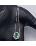 Girocollino in oro bianco,Smeraldo e Brillanti