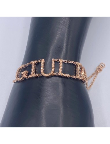 Bracciale con nome in oro rosa e Diamanti Brown