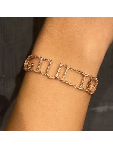 Bracciale con nome in oro rosa e Diamanti Brown