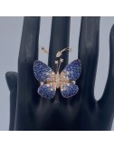 Anello in oro rosa con Farfalla in Zaffiri Blu e Brillanti