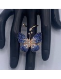 Anello in oro rosa con Farfalla in Zaffiri Blu e Brillanti
