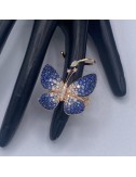 Anello in oro rosa con Farfalla in Zaffiri Blu e Brillanti