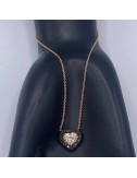 Girocollino in oro rosa con Diamanti Neri e Bianchi