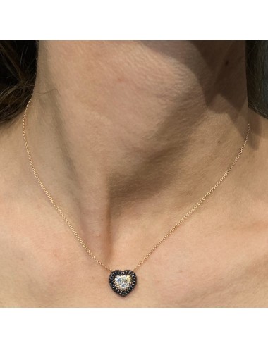 Girocollino in oro rosa con Diamanti Neri e Bianchi