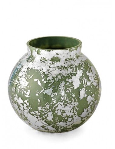 VASO VERDE FOGLIA ARGENTO