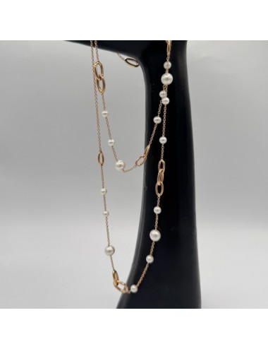 Catena lunga in oro rosa e...