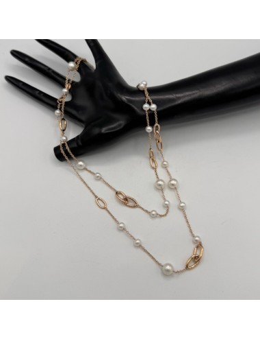 Catena lunga in oro rosa e...