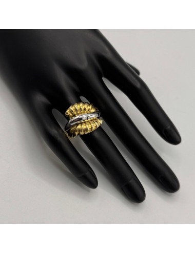 Anello in oro giallo e bianco