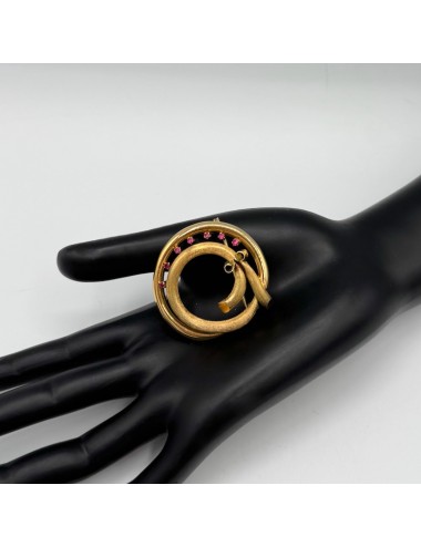 Spilla in oro giallo e Rubini