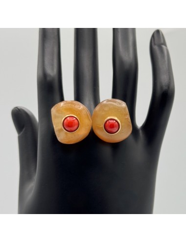 Gemelli in oro rosa,Corallo...