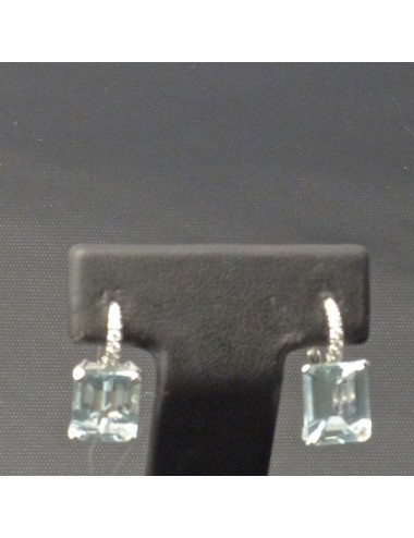 Orecchini a monachina in brillanti e Acqua Marine