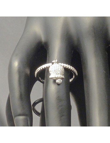 Anello in oro bianco e campanella con Brillanti