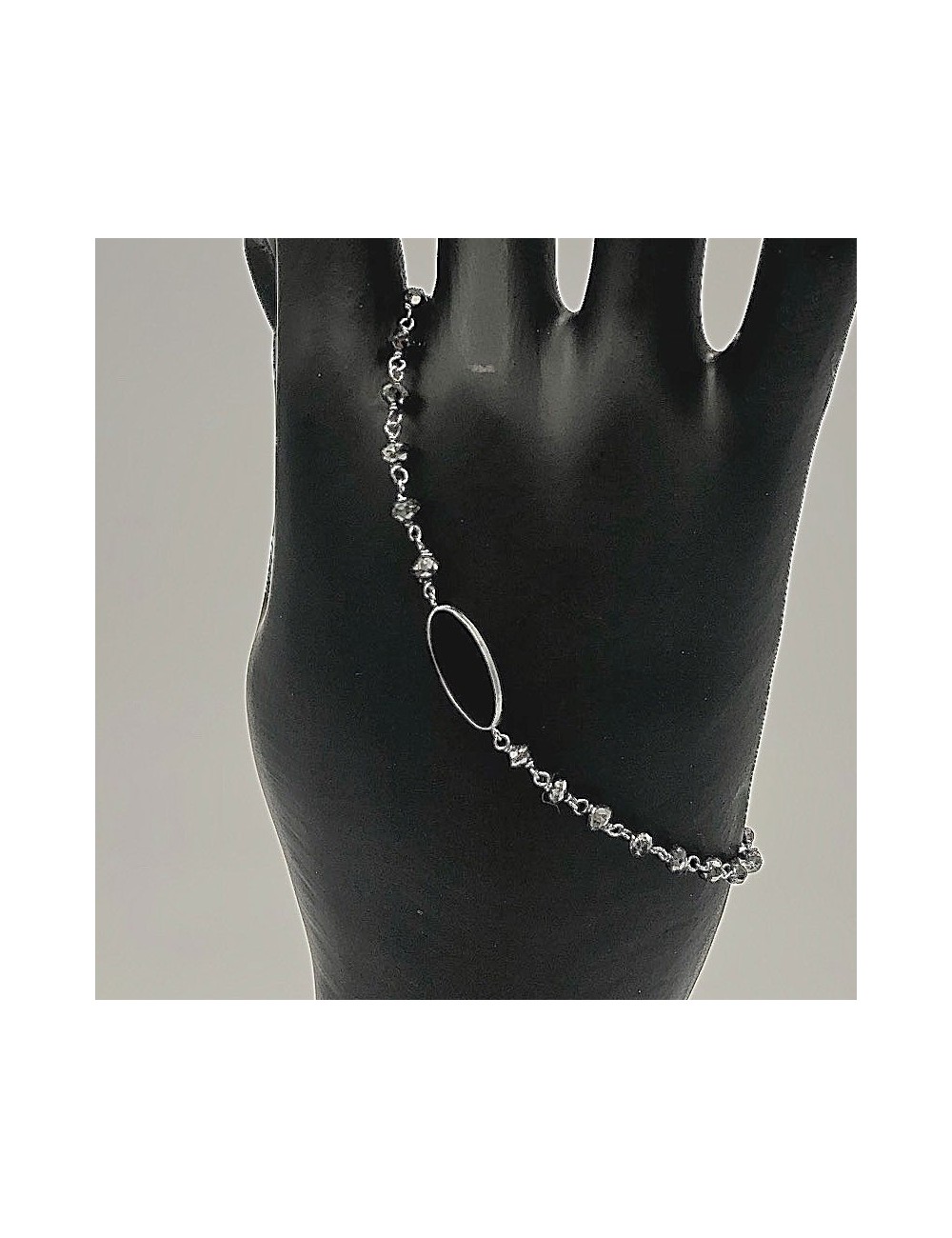 Bracciale in oro bianco brunito e diamanti neri