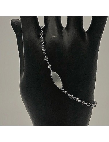 Bracciale in oro bianco brunito e diamanti neri