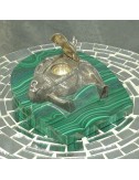 Posacenere e fermacarte in malachite e argento