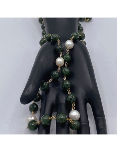 Colana lunga con Giada e Perle