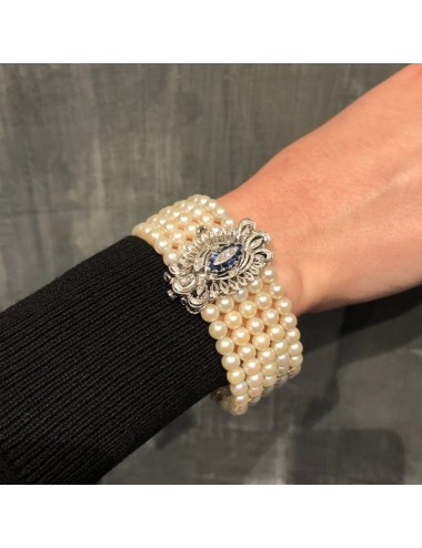 Bracciale con perle,Brillanti e Zaffiri